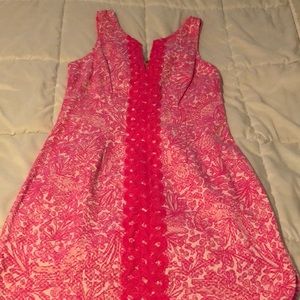 Lilly Pulitzer pink shift midi dress